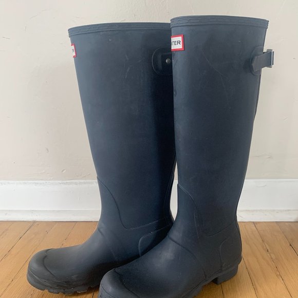 Tall Navy Hunter Wellington Boots 6M/7F - Picture 4 of 11